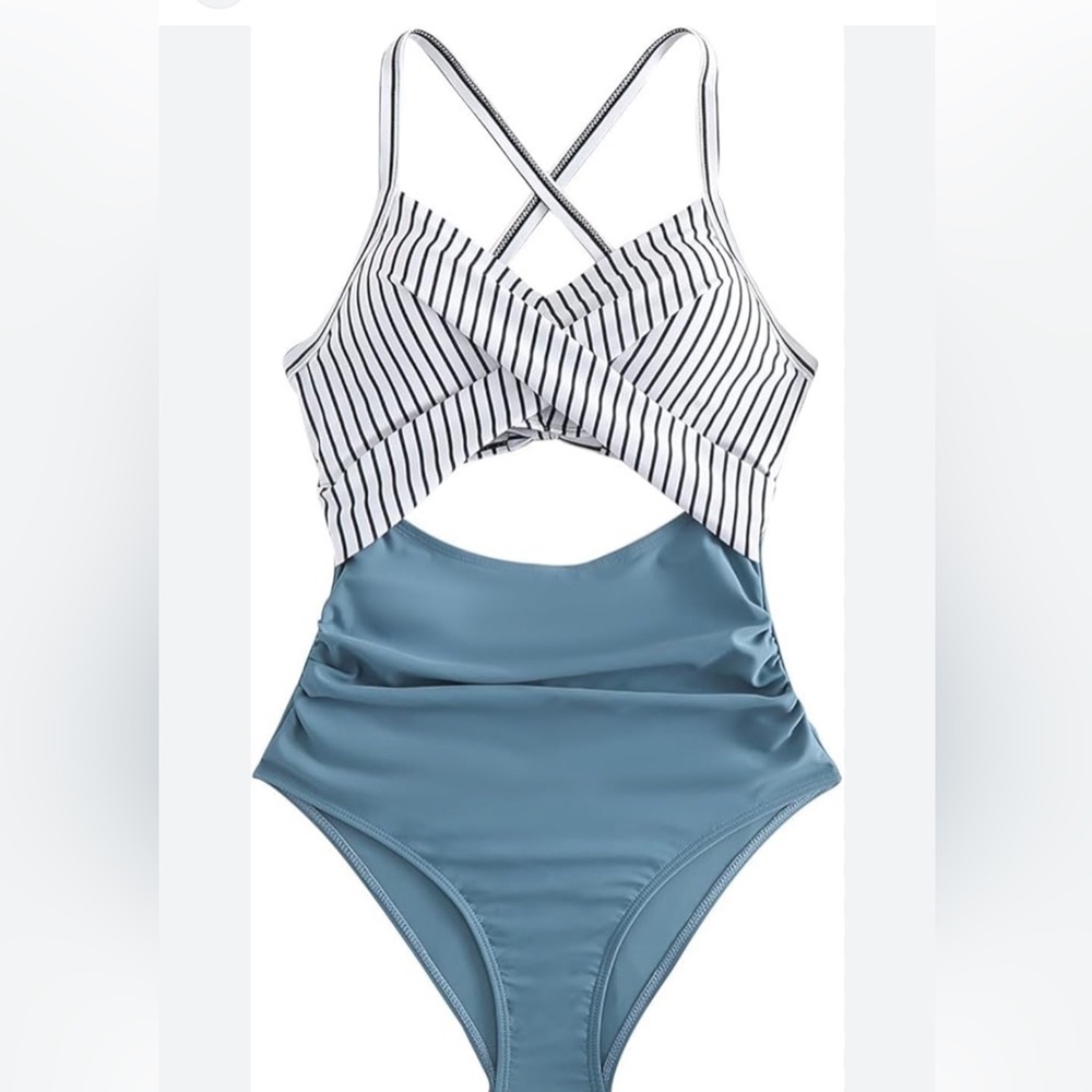 Musemaker Striped Cutout One-Piece Swimsuit Medium NWT Beach Vacation Pool